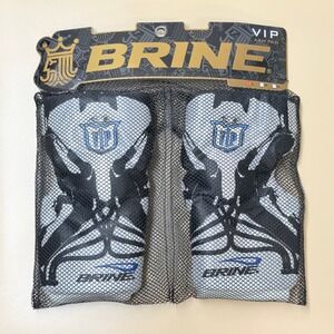 Brine VIP Lacrosse Arm Pads Size Large White Blue Black Forearm Elbow Protection